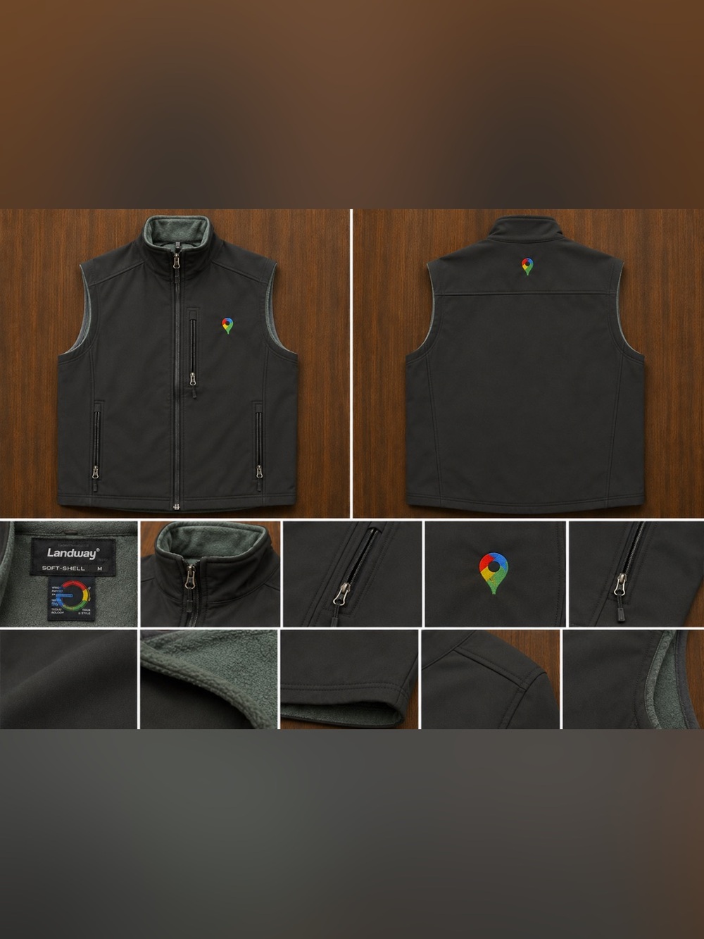 Landway Men's Black Soft-Shell Fleece-Lined Vest